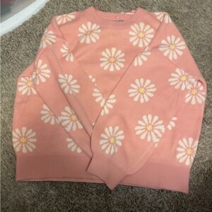 Floral Patterned Pink Women's Sweater